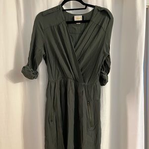 Anthropologie Olive Green Long Sleeve Dress